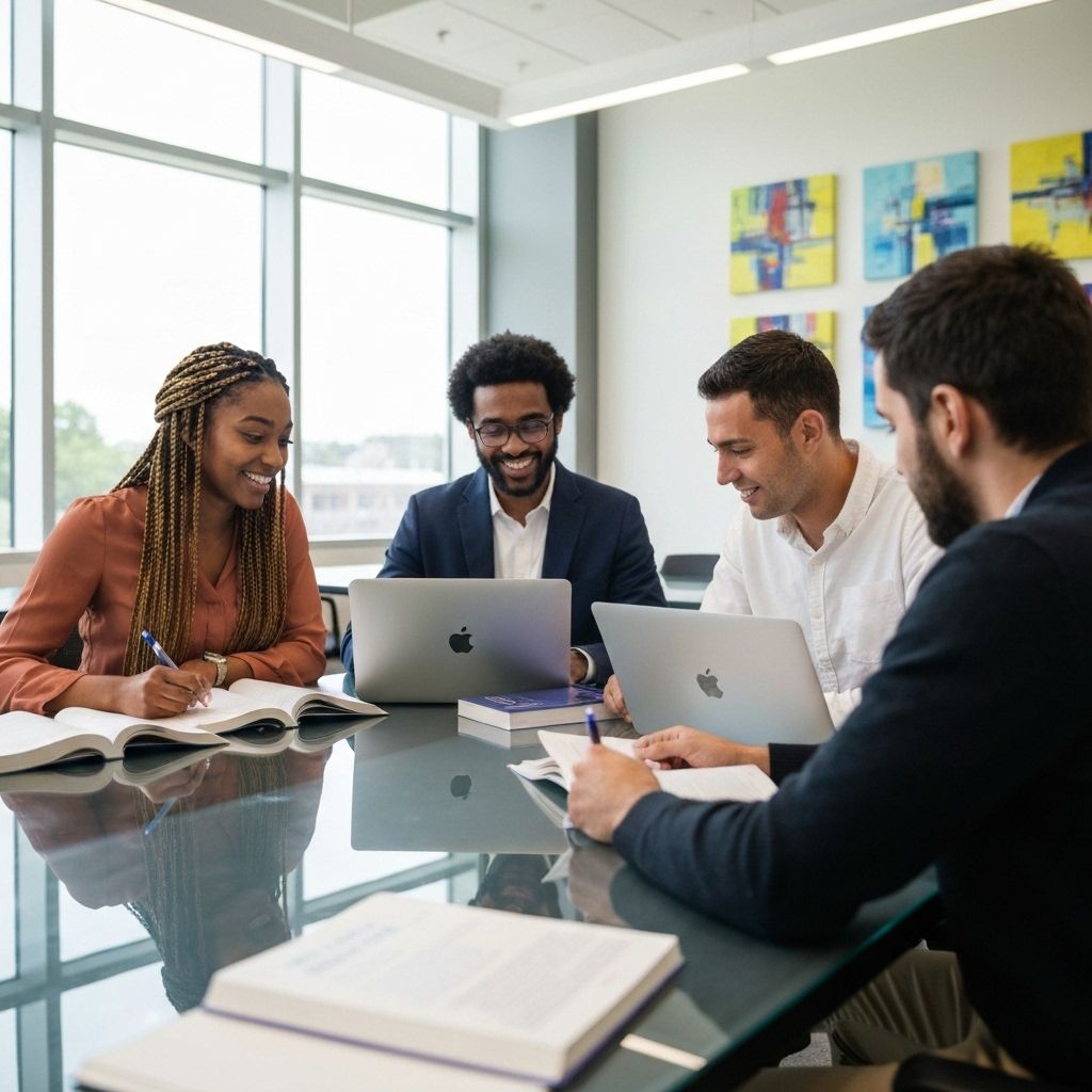Graduate students studying