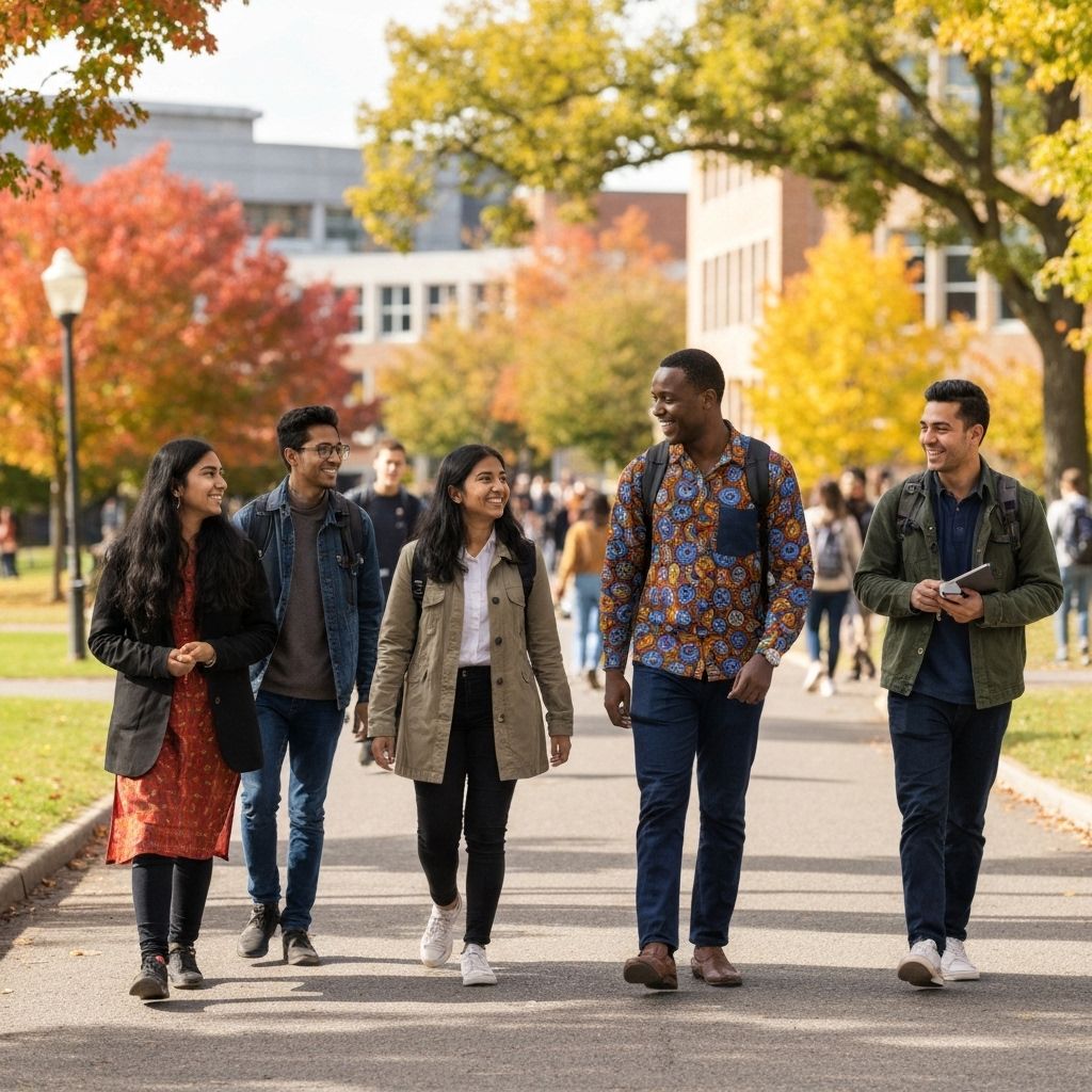 International students on campus